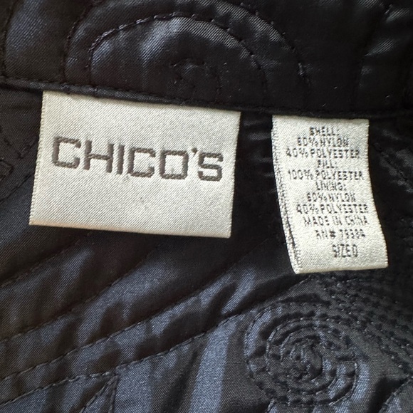 Women’s Embroidered Zipper Jacket by Chico’s Size 0 Navy, Stylish & Chic - Picture 9 of 10